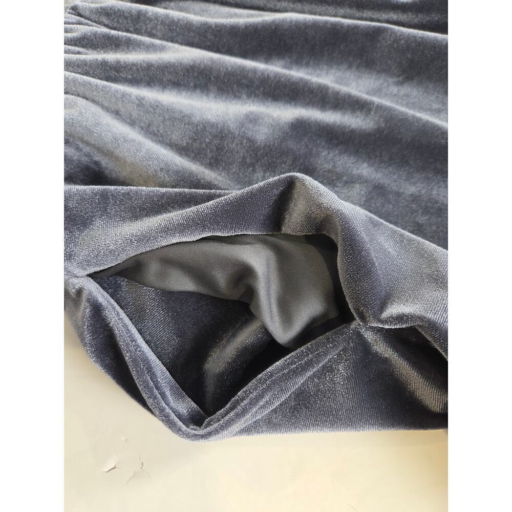 EVEREVE Blue Gray 'Fiona' Velvet Ruffle Long Sleeve Mini Dress Medium - Picture 6 of 9